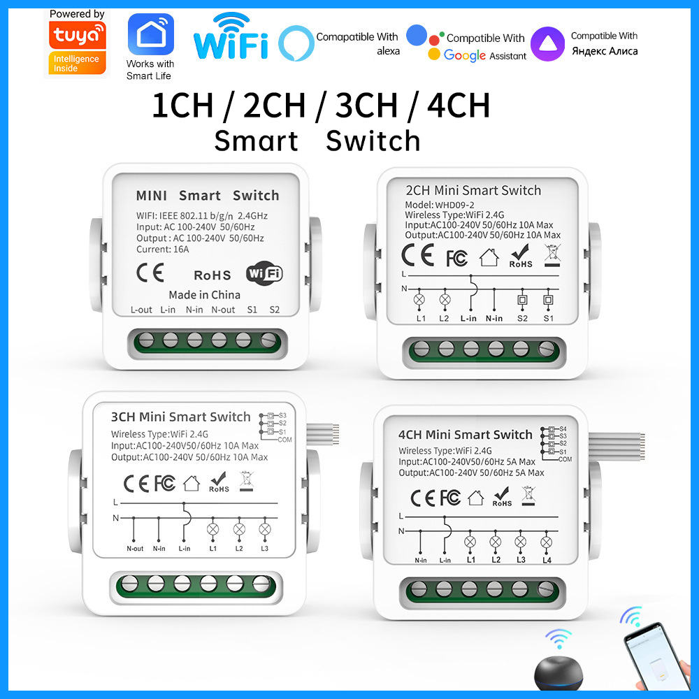 Tuya WiFi Smart Switch 1/2/3/4 - Smart Home Button recension och pris