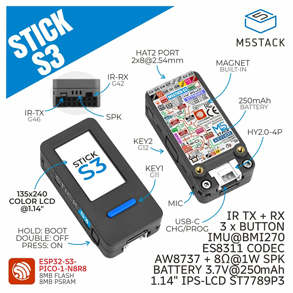 M5Stack M5StickS3 ESP32-S3 IoT - Smart Home Package recension och pris