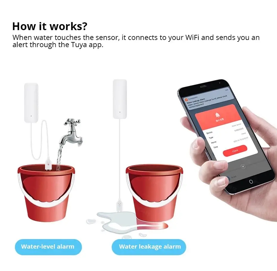 Tuya WiFi Smart Water Leak Sen - Wifi Water Sensor recension och pris