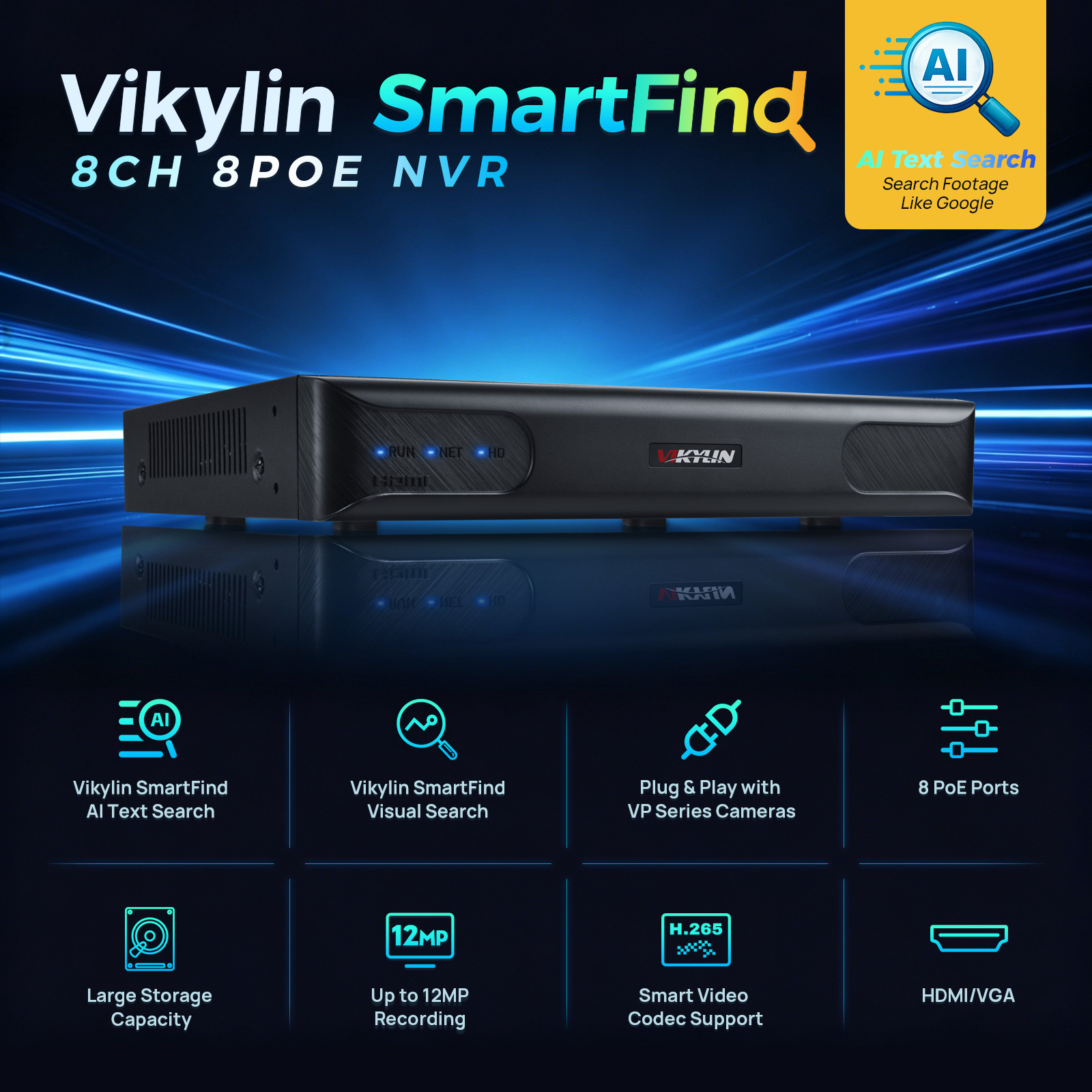 Vikylin 4K NVR UP to 12MP 8CH  - Smart Home Cctv Camera recension och pris